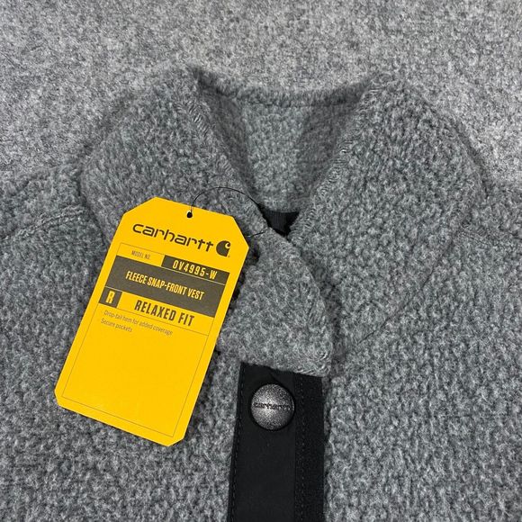 Carhartt Sherpa Fleece Snap Front Vest Womens Small S Relaxed Fit Gray Black NWT - Picture 9 of 16